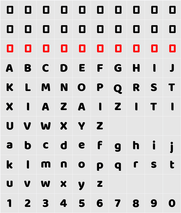 Baloo 2 ExtraBold 字符映射表