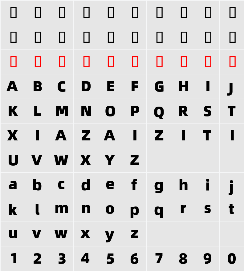 Alibaba Sans Black 字符映射表