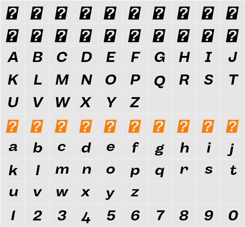 Body Grotesque Fit 字符映射表