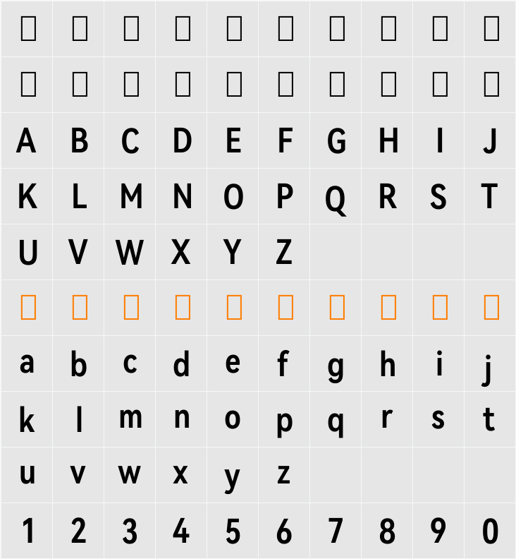 HarmonyOS Sans Condensed SemiBold 字符映射表