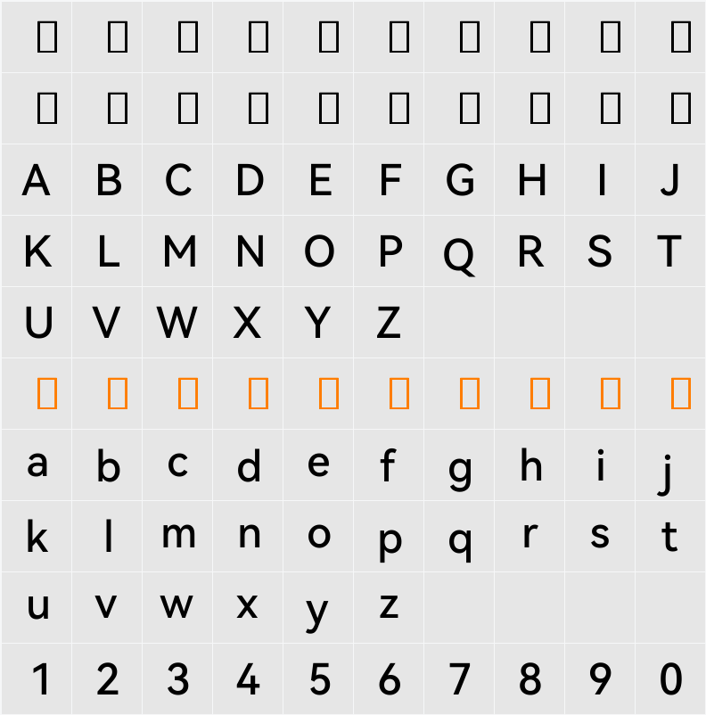 HarmonyOS Sans Medium 字符映射表