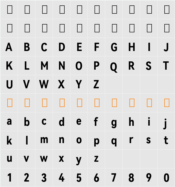 HarmonyOS Sans Condensed 字符映射表