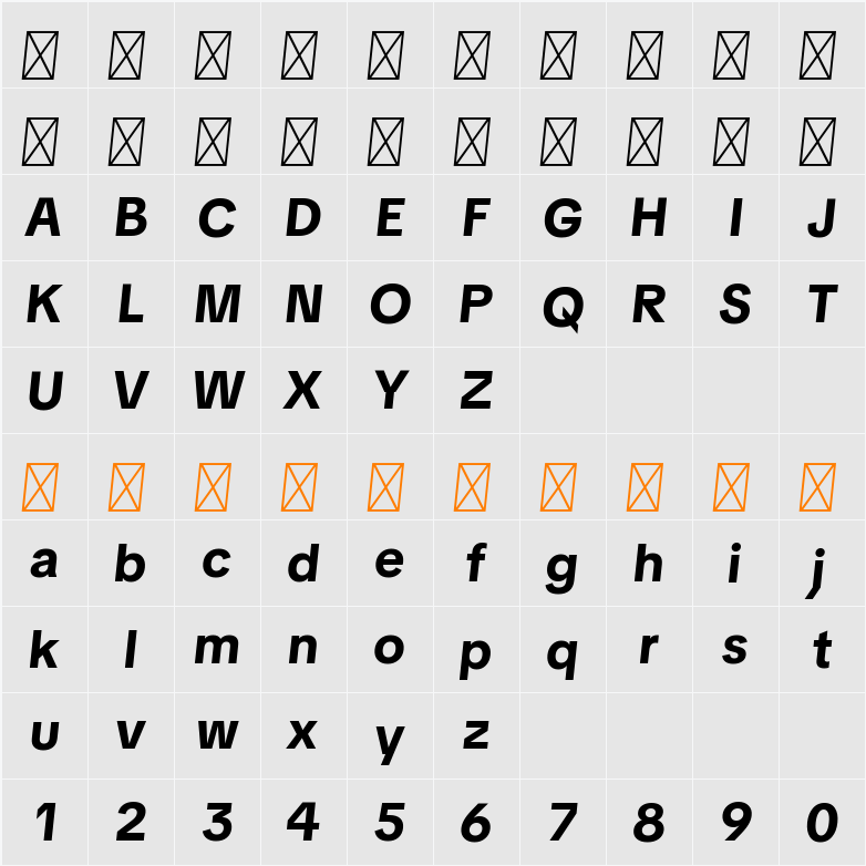 TikTok Sans Display 字符映射表