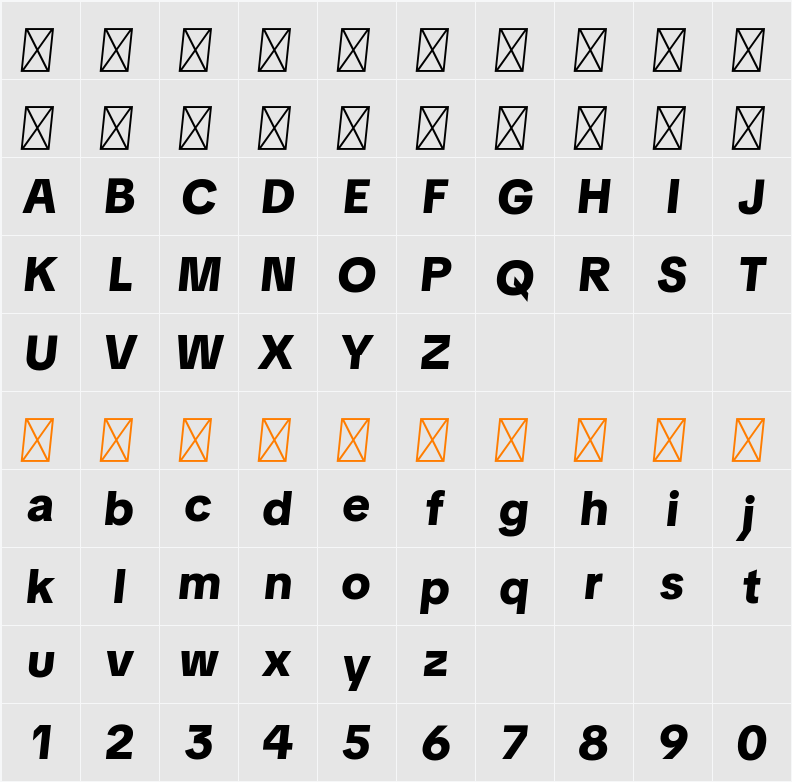TikTok Sans Display Dark Black 字符映射表