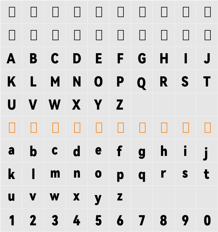 HarmonyOS Sans Condensed Black 字符映射表