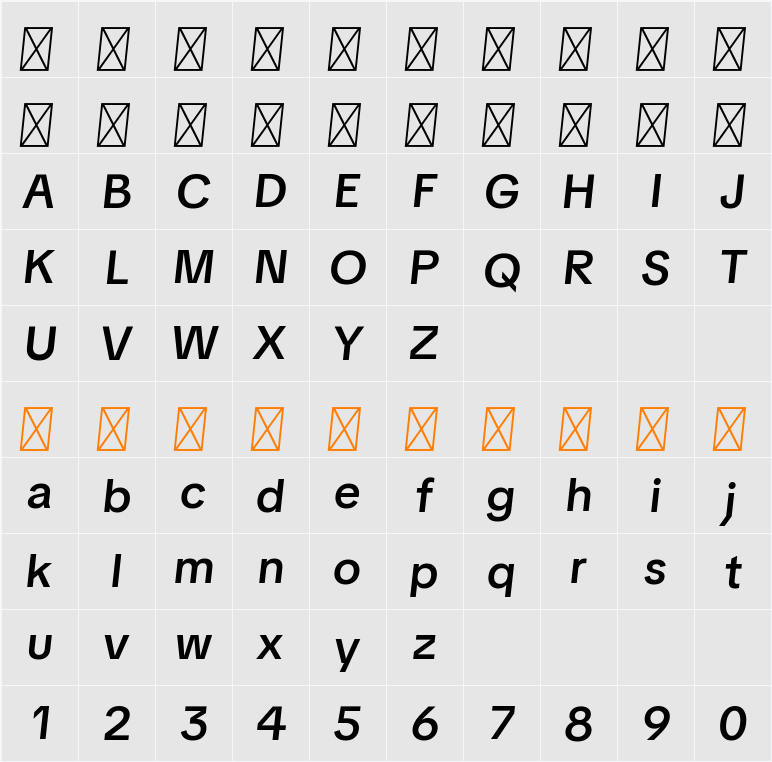 TikTok Sans Display Medium 字符映射表