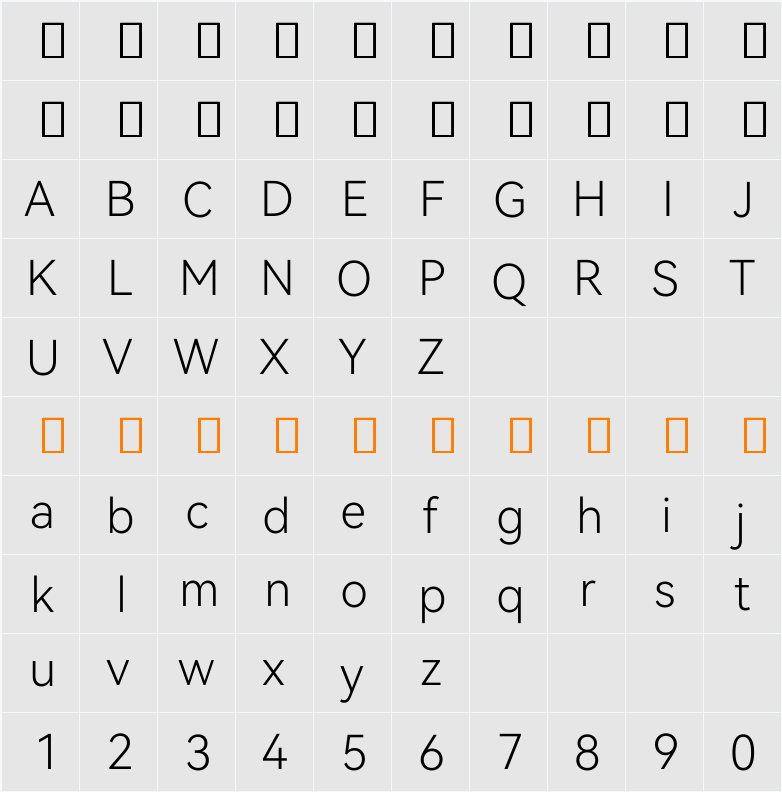 HarmonyOS Sans Light 字符映射表