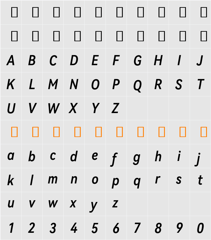 HarmonyOS Sans Condensed SemiBold 字符映射表