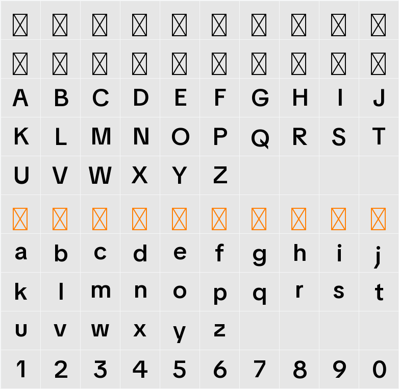 TikTok Sans Display Medium 字符映射表
