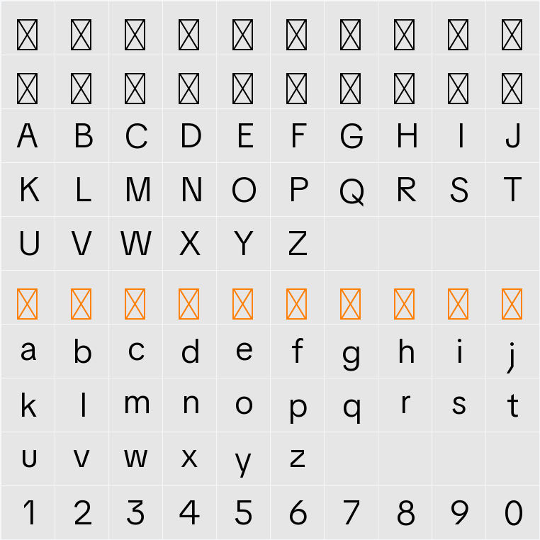 TikTok Sans Display Dark 字符映射表
