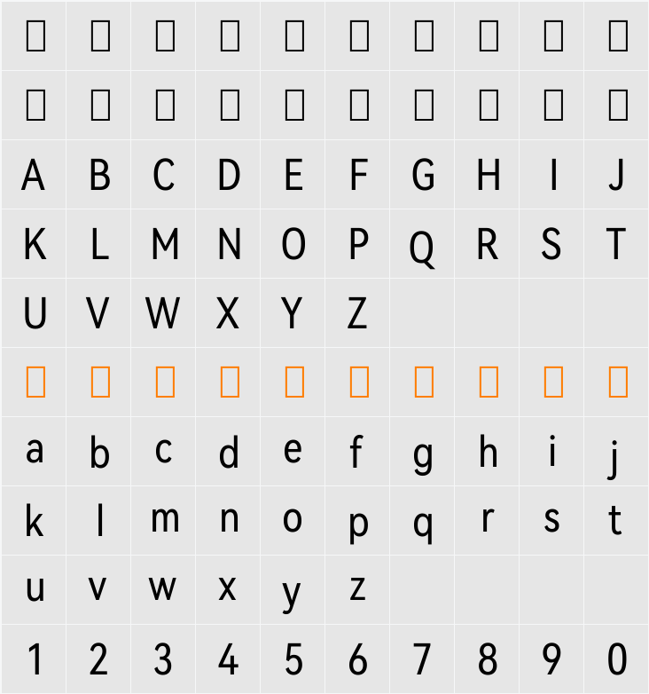 HarmonyOS Sans Condensed 字符映射表