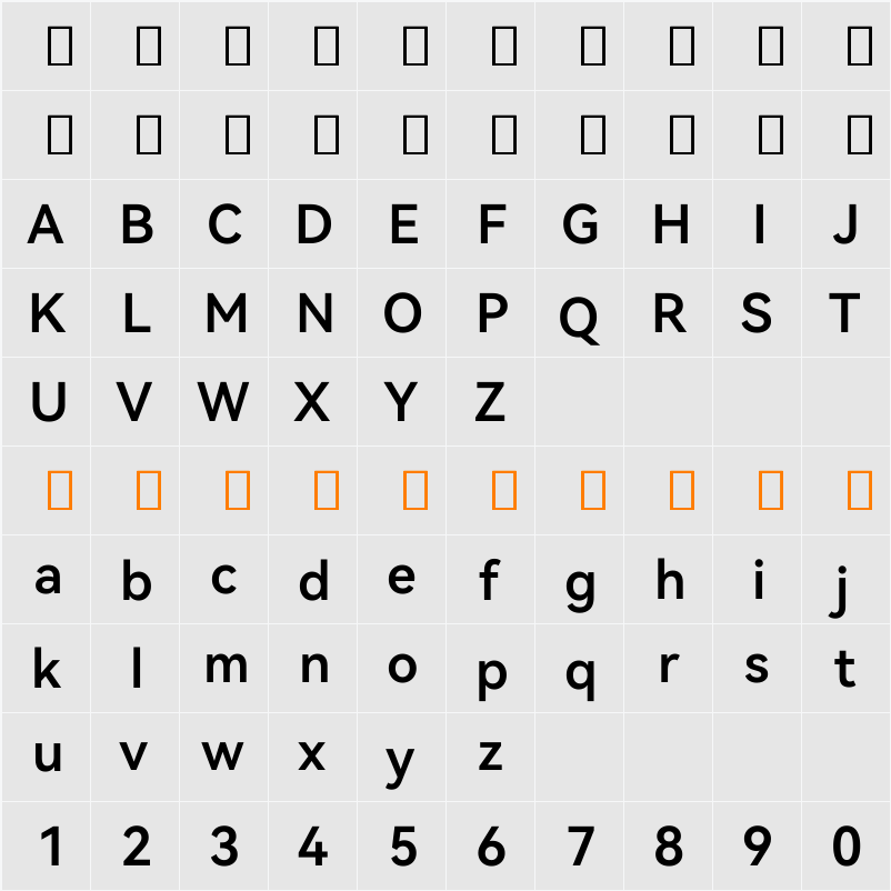 HarmonyOS Sans Semibold 字符映射表