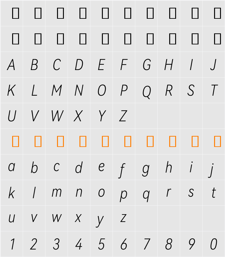 HarmonyOS Sans Condensed Light 字符映射表