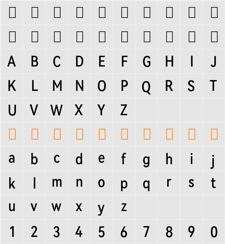 HarmonyOS Sans Condensed Medium 字符映射表