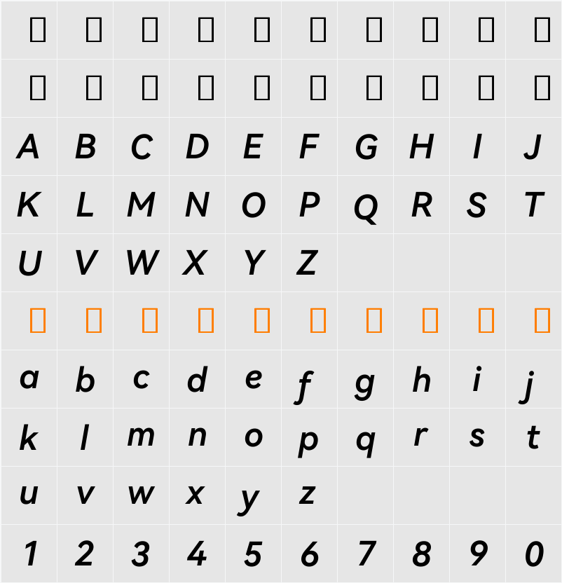 HarmonyOS Sans SemiBold 字符映射表