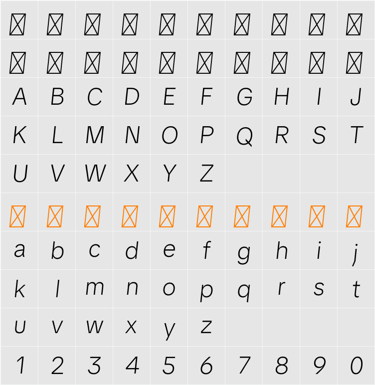 TikTok Sans Text Dark Light 字符映射表