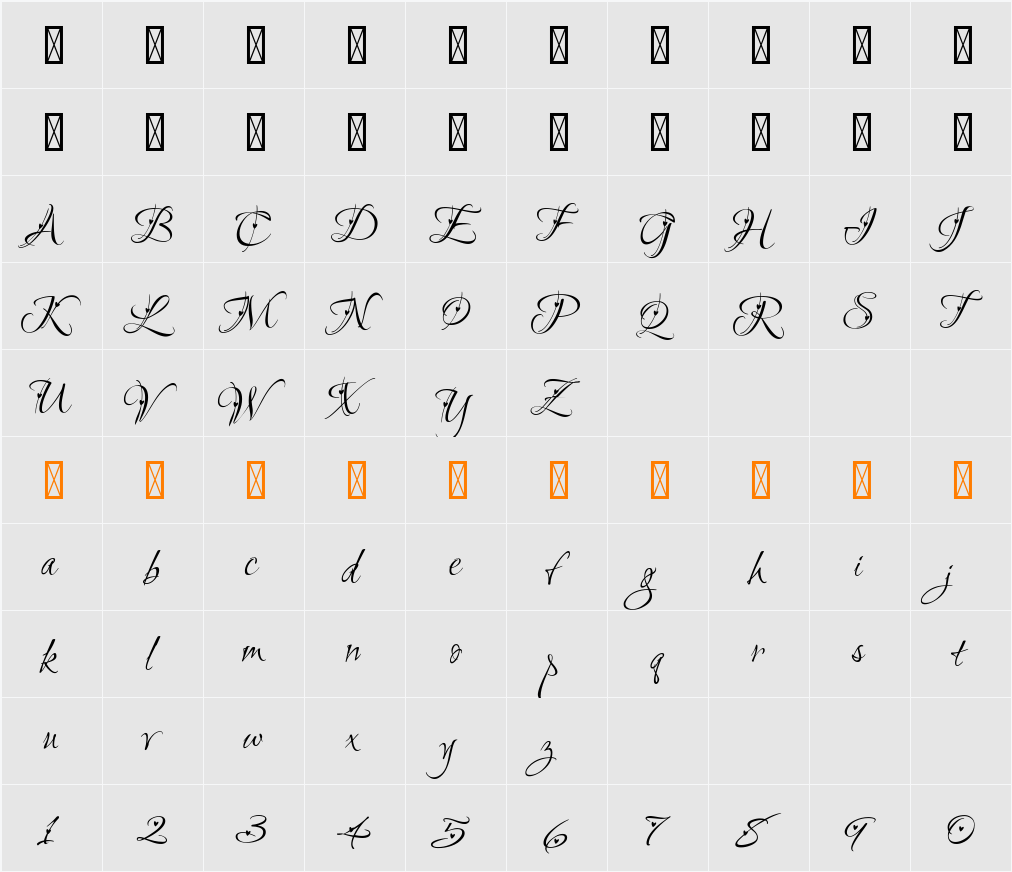 Love Light 字符映射表